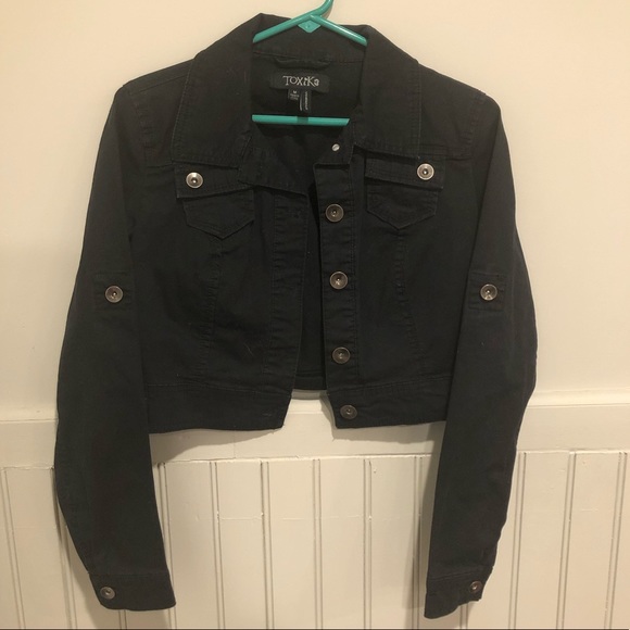 Black Cropped Jean Jacket - Picture 1 of 4
